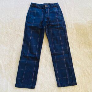 Gymboree slim navy blue plaid pants girl's size 8 academia preppy